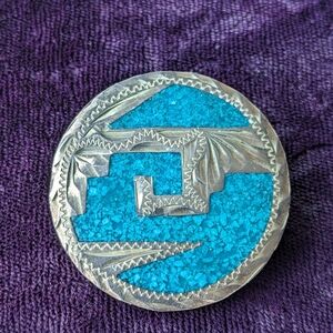 Vintage 925 Sterling Silver Aztec Pendant / Pin